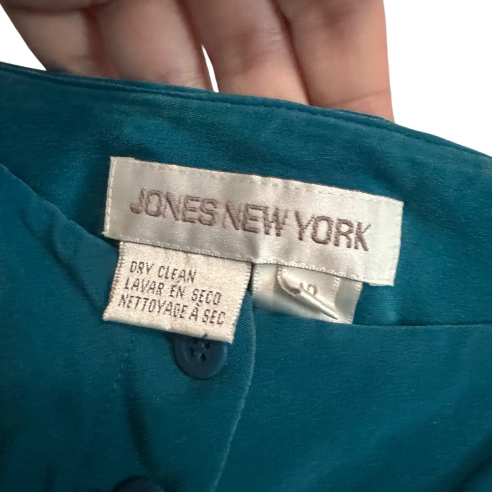 Vintage Jones New York Teal Silk Dress Pants Size 12 - Picture 2 of 7